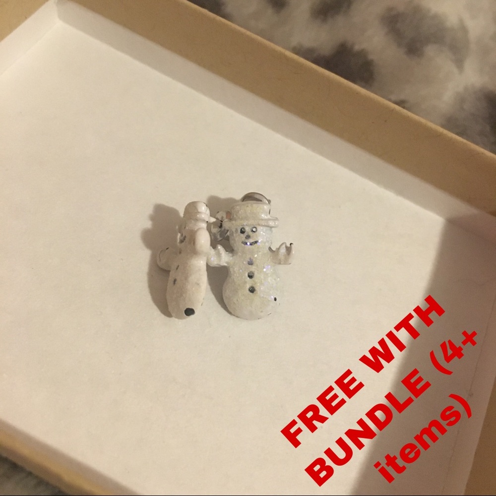 Christmas Snowmen Glittery White Earrings Jewelry